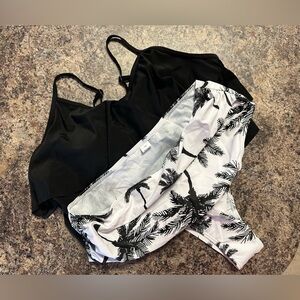 Black and White Palm Tree Bikini Set